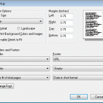 Page Setup Screenshot for IE 8