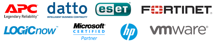 Our Partners: APC, Datto, ESET, Fortinet, LOGICnow, HP, Microsoft, VMware